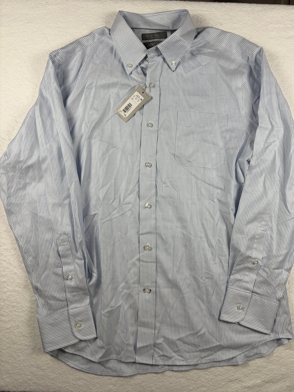 Daniel Cremieux Light Blue & White Striped Button-Down Dress Shirt
